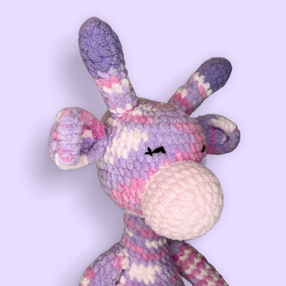 Handmade Crochet Flower Giraffe Plushie Large Handcrafted Stuffed Animal - Picture 5 of 9